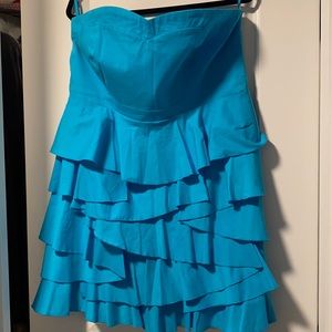 Blue ruffle mini dress